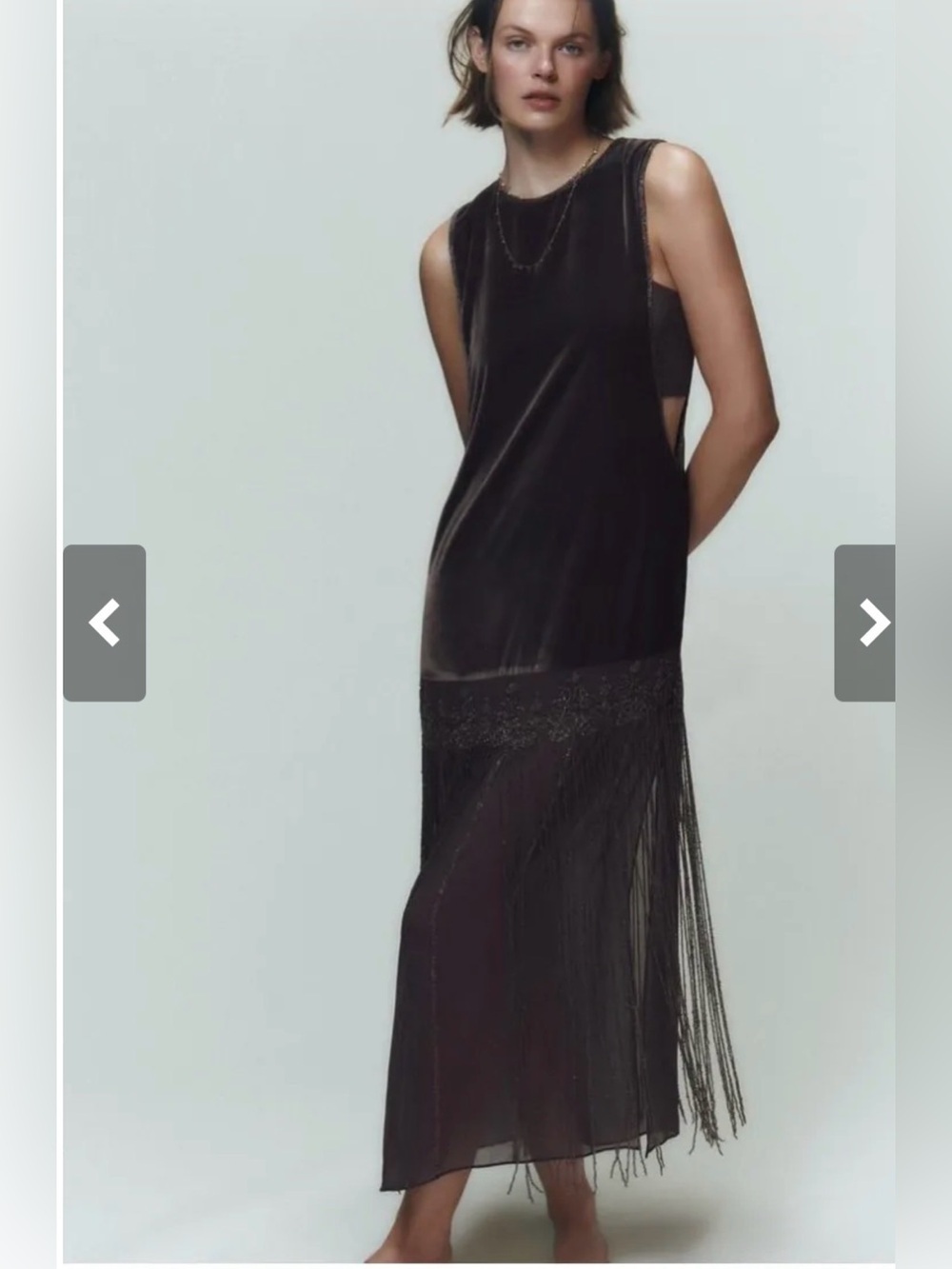 🔥🔥🔥Zara zw collection embellished Fringe-Trim Maxi Dress